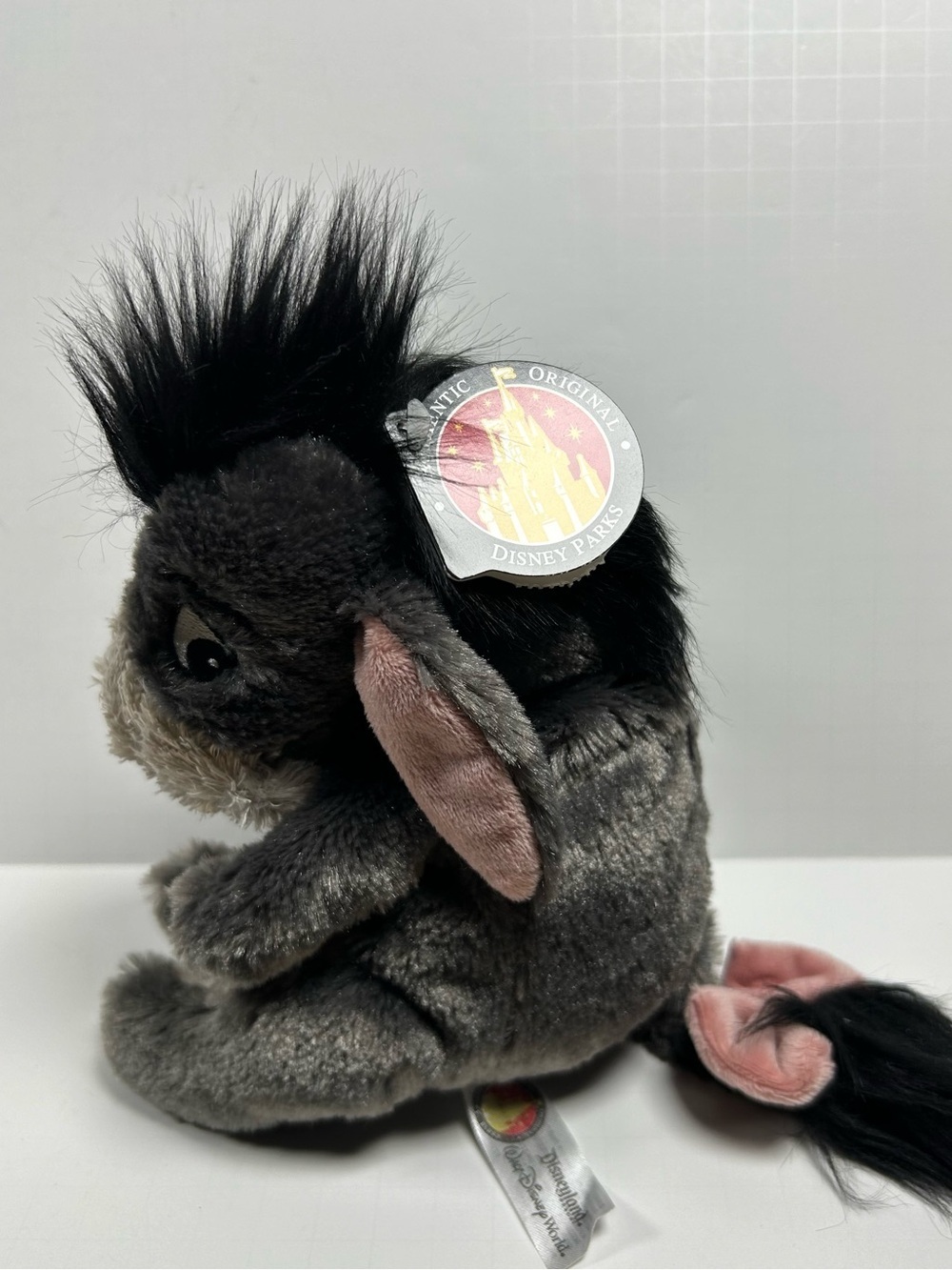 Vintage Disney Plush Eeyore 8” Donkey Stuffed Toy - Gray with Pink Ears